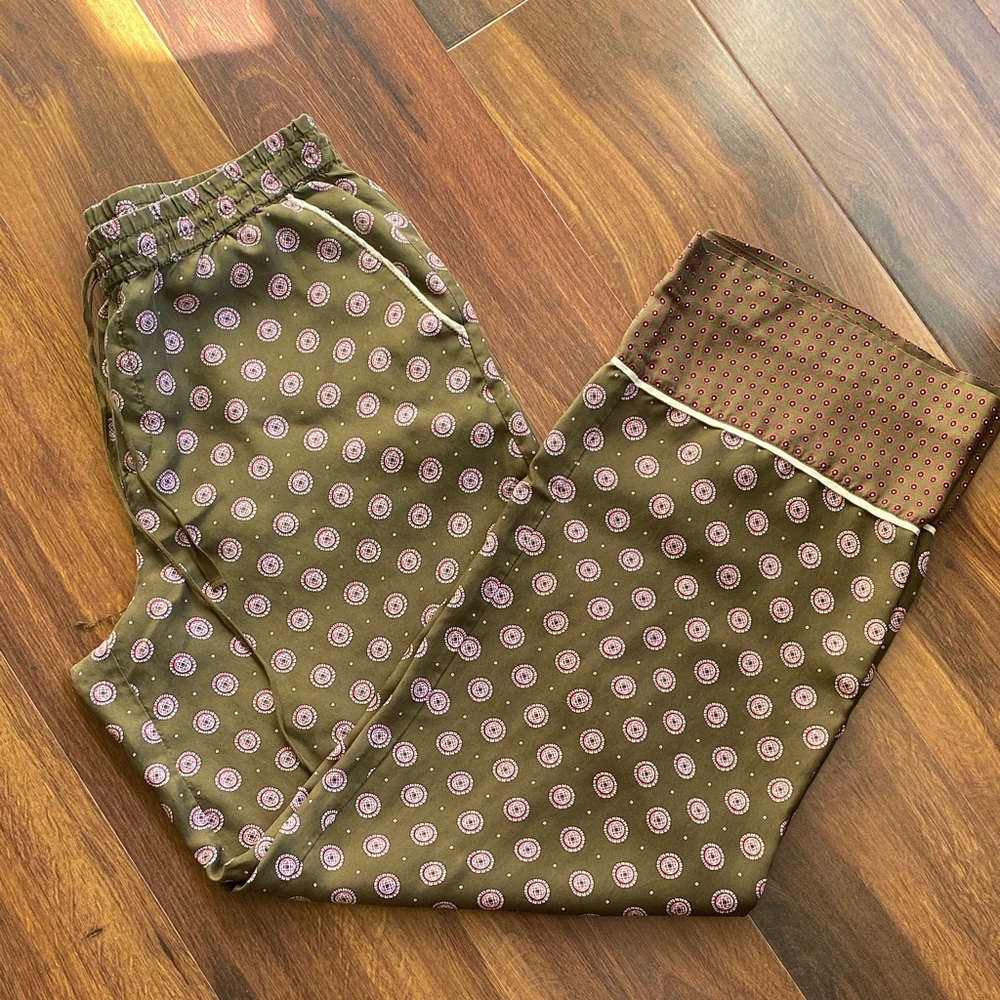 Banana Republic 100% Silk Wide Leg Pull On Pants Drawstring